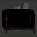 Modern Fabric Sofa With Dark Leather Armrests And Gray Cushion Seating
