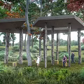 Modern pavilion Natural rest pavilion Wooden characteristic gallery 3d model