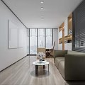 Modern Front Desk Reception Area With Wooden Wall Company Logo And Lighting Strips