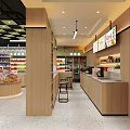 Shopping Mall Fruit Shop with Green Signage Cherry Logo and Shelves of Fresh Products