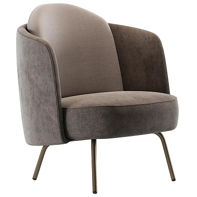Modern Taupe Upholstered Accent Chair With Metal Legs And Sleek Armrest Design 3d model