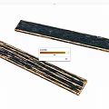 Stone Wood Material Long Black Strip Pieces With Natural Wood Grain Texture
