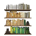 Multi Tiered Bookshelf Displaying Organized Books With Colorful Spines And Decorative Vase