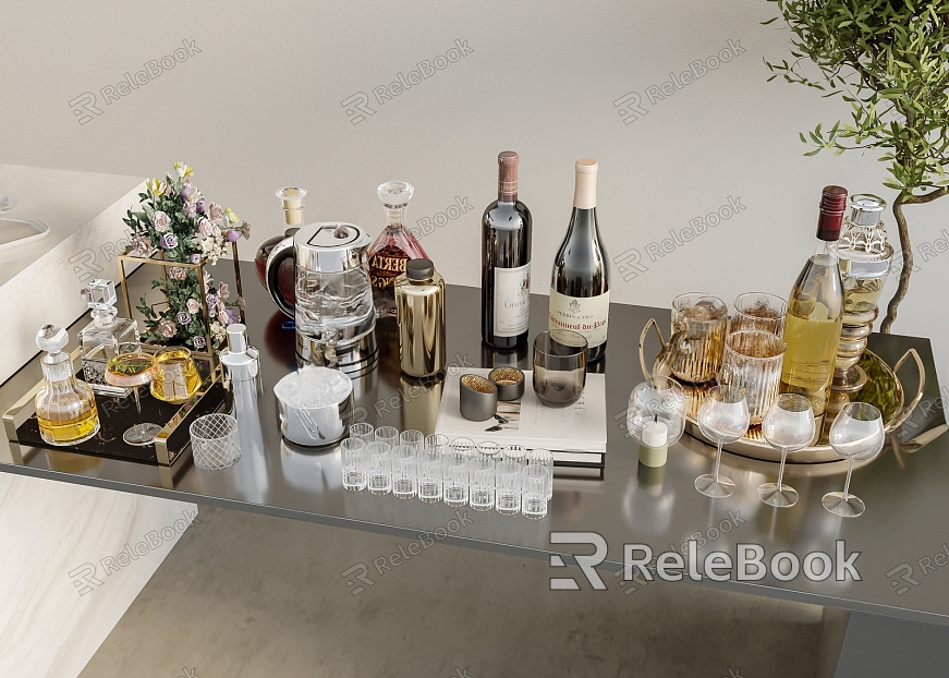 Wine Supplies Wine Bottle Wine Glass Combination model