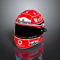 Red Military Combat Helmet With Marboro Vodafone Logos And Reflective Design