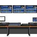 Professional Commercial Control Room Equipment With Multiple Monitors And Consoles