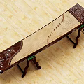 Traditional Chinese Zither Wooden Body With Carved Patterns Decorative Stand And Intricate Inscriptions