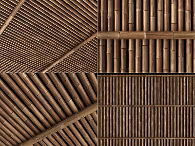 Natural Bamboo Wooden Slat Ceiling With Different Patterns And Decorative Styles 3d model