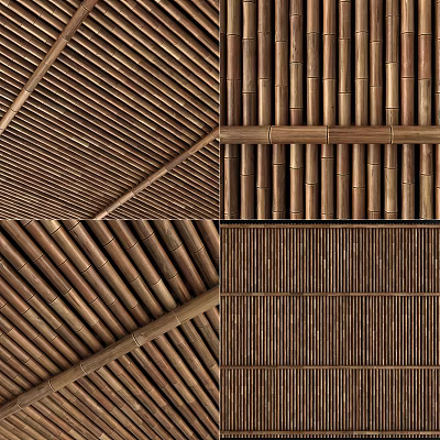 Natural Bamboo Wooden Slat Ceiling With Different Patterns And Decorative Styles 3d model