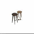 Modern Wooden Bar Stools In Two Wood Tones With Curved Seat And Slender Legs