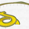 Modern Landscape Bridge With Spiral Design Yellow Deck Green Vegetation And White Pillars
