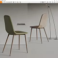 POLIFORM Modern Green And Beige Leather Dining Chairs With Slim Wooden Legs