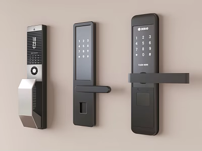 Modern Smart Door Locks With Digital Keypad And Fingerprint Scanner Design 3d model