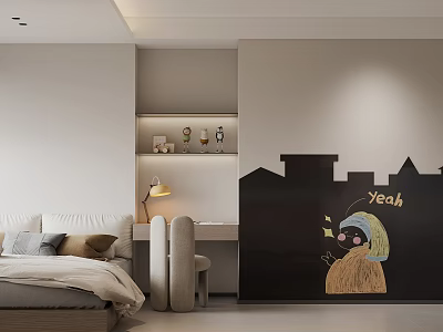 Minimalist Tatami Bedroom Interior Design With Wooden Platform And Soft Cushions 3d model