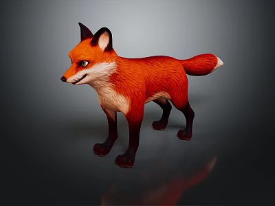 3D Modeled Fox Game Movie Character Red Fur White Underbelly Black Ears Paws Tail Tip 3d model