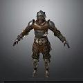 Detailed Medieval Full Body Armor As Protective Weapon With Silver And Brown Accents