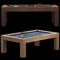 Wooden Pool Tables With Billiard Balls And Cue Stick For Sports Equipment