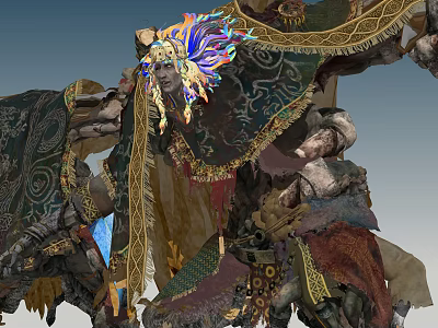 Game Movie Character With Intricate Armor Colorful Feathered Headdress And Ornate Decorative Details 3d model