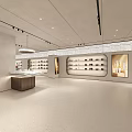 Spacious Modern Shoe Showroom Interior With Display Shelves Wooden Counter And Lighting Design