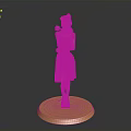 Golden Female Statue Standing On Circular Base With Hand Near Face