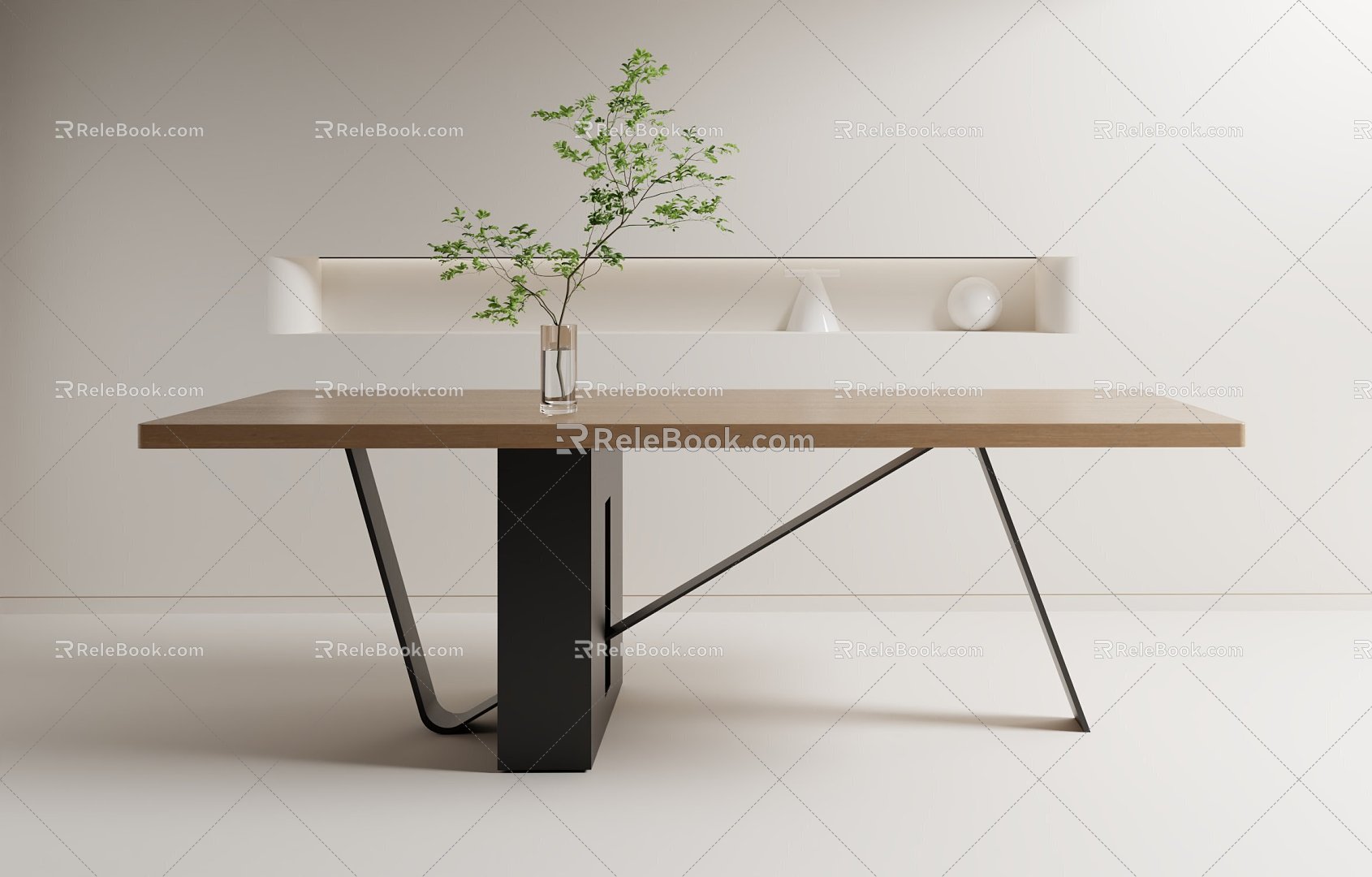 Dining Table Long Dining Table Tea Table Workbench Solid Wood Dining Table 3d model