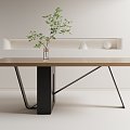 Dining Table Long Dining Table Tea Table Workbench Solid Wood Dining Table 3d model