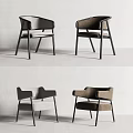 Modern Accent Chairs with Gray and Brown Upholstery Black Legs and Armrests