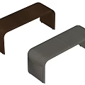 Modern Leather Bed Bench in Brown and Gray with Curved Legs Design
