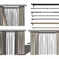 Stylish Double Layer Curtains with Striped Fabric and Metal Curtain Rods Home Decor