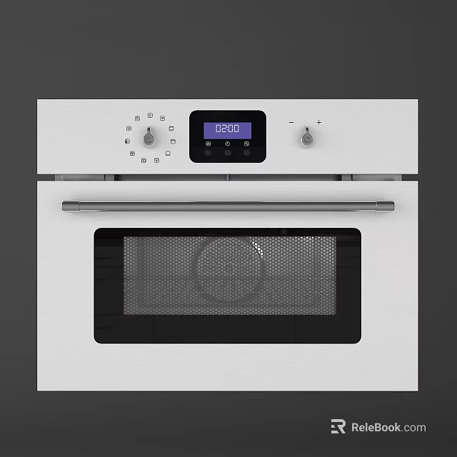White Kitchen Oven With Digital Display Control Knobs And Glass Door 3d model