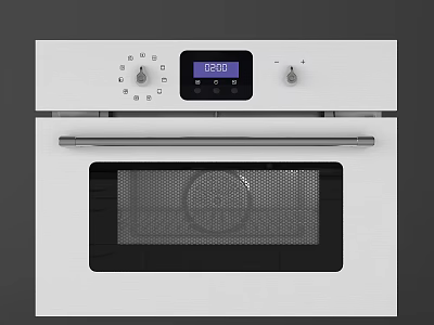 White Kitchen Oven With Digital Display Control Knobs And Glass Door 3d model