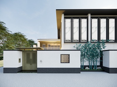 New Chinese Style Single-family Villa Single-family Villa Courtyard Villa 3d model