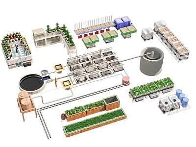 Aquatic farming system greenhouse farming irrigation equipment vegetable garden vegetable field farming cultivation equipment 3d model