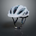 Military Tactical White Helmet With Blue Pattern Ventilation Holes And Adjustable Straps