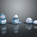 Adorable Snowmen Characters Wearing Blue Hats Scarves And Different Winter Poses