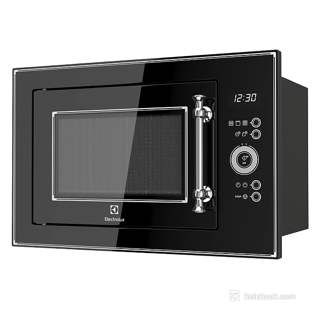 Black Electrolux Microwave Oven With Digital Display And Control Buttons For Kitchen Use 3d model 