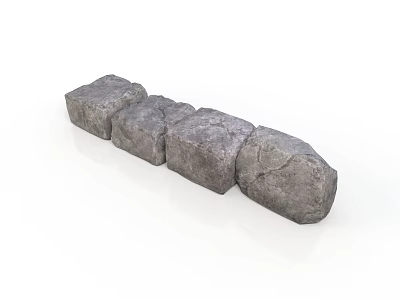 Natural Gray Stone Blocks With Rough Texture Aligned In A Straight Line 3d model