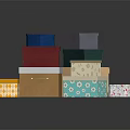 Colorful Decorative Ornament Set With Various Shapes Stacked Boxes For Home Decor