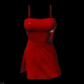 Stylish Red Spaghetti Strap Dress With Fitted Waist And Flowing Skirt
