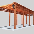 Traditional Chinese Corridor Grape Rack 3d model