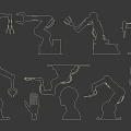 Various Robotic Arm Silhouettes With Mechanical Hands And Industrial Poses