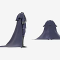 Dark Blue Medieval Style Robe with Long Flowing Cape Belt and Matching Boots