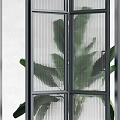 Modern Folding Doors Interior Design With Black Frame And Green Plants 3d model