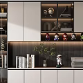 Modern Bookcase Design With Glass Front Doors LED Lighting And Decorative Items