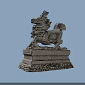 Traditional Mythical Beast Sculpture With Intricate Carving And Detailed Decorative Base