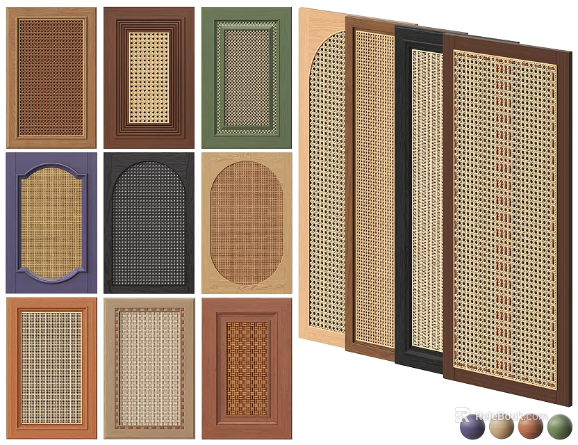 Various Designs Wall Panels With Wooden Textures Woven Patterns And Multiple Colors 3d model 
