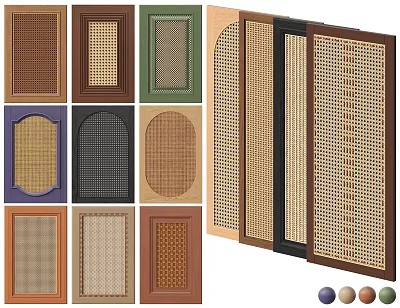 Various Designs Wall Panels With Wooden Textures Woven Patterns And Multiple Colors 3d model