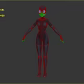 3D Rendered Female Superhero Character in Blue Costume Standing with Masked Face and Pose