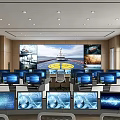Advanced Control Room Featuring Multiple Workstations And Large Monitoring Screens