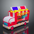Commercial Mobile Popcorn Truck With Red And White Striped Body And Colorful Top Design